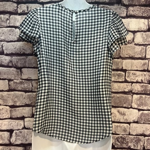 Ann Taylor Black & White Check Short Sleeve Top Size XSP - Picture 5 of 9